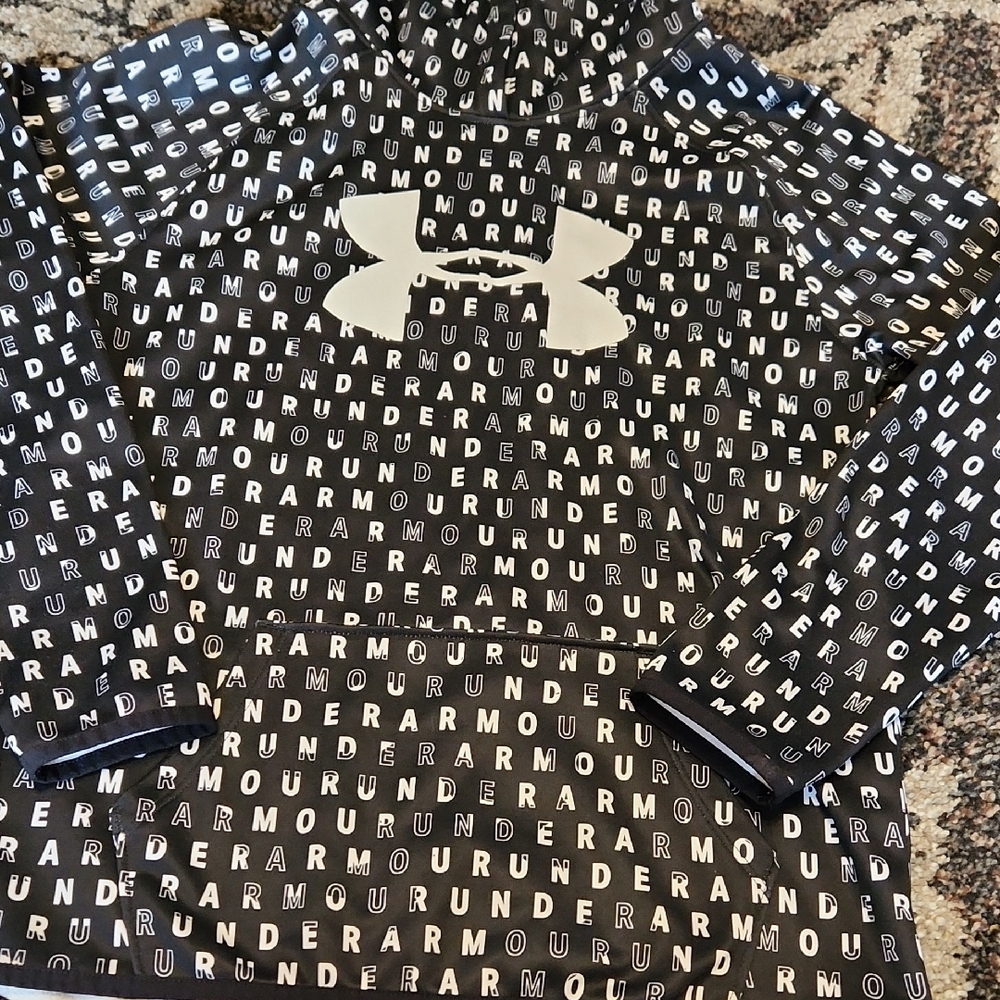 Under Armour Black & White Logo Repeat Hoodie